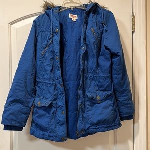 Electric Blue Zip Up Winter Coat
